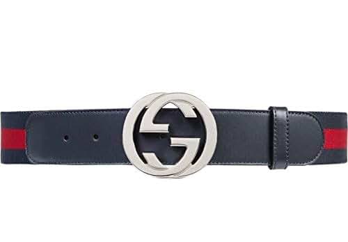 グッチ インターロッキング レザー ベルト シルバー G G ユニセックス GUCCI 並行輸入品 グッチ ベルト GGレザー グッチシマ インター